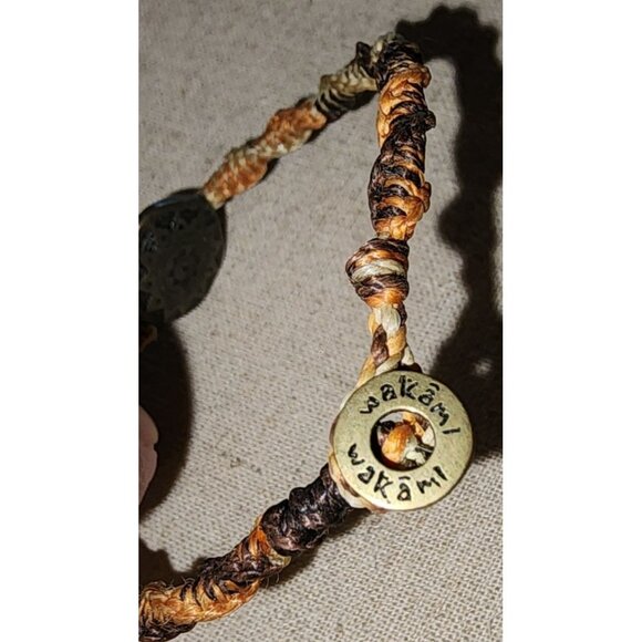 Wakami Twisted Earth Boho Waxed Bracelet Browns Sun Charm Detail Jewelry - Picture 3 of 4